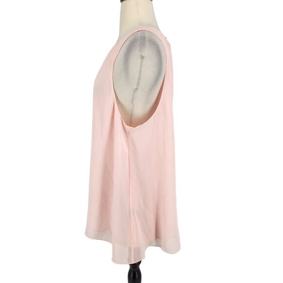 SALE Vince Camuto Chiffon Sleeveless Tank Shell Blouse Powder Pastel Pink XL - Picture 3 of 6